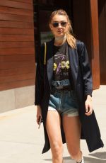 GIGI HADID in Denim Shorts Out and About in New York 05/11/2016