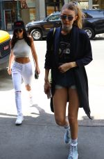 GIGI HADID in Denim Shorts Out and About in New York 05/11/2016