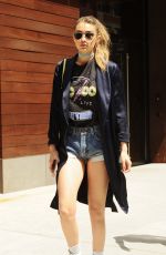GIGI HADID in Denim Shorts Out and About in New York 05/11/2016
