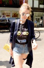 GIGI HADID in Denim Shorts Out and About in New York 05/11/2016