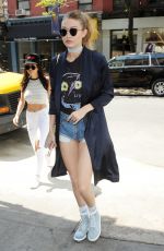 GIGI HADID in Denim Shorts Out and About in New York 05/11/2016