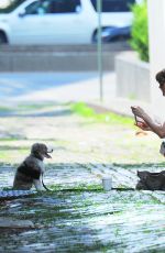 HELENA CHRISTENSEN Walks Her DOg Out in West Village 05/26/2016