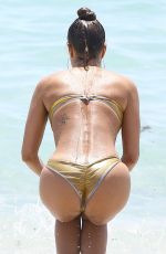 JENNIFER NICOLE LEE in Golden Bikini at a Beach in Miami, May 2016
