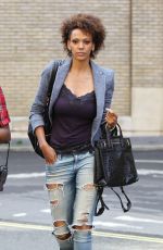 JUDITH SHEKONI in Ripped Jeans Out and About in London 05/12/2016