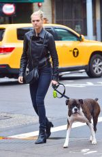 KATE UPTON Walks Her Dog Out in New York 05/01/2016