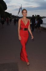 KIMBERLEY GARNER in Red Dress at Plage Royale in Cannes 05/18/2016