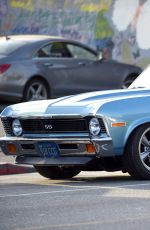 LADY GAGA Drives Her Classic Car Out in Los Angeles 04/29/2016