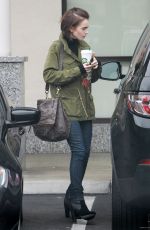 LILY COLLINS Leaves Starbucks in Los Angeles 05/10/2016