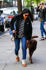 LUCY LIU Walks Her Dog Out in New York 04/30/2016