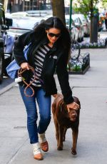 LUCY LIU Walks Her Dog Out in New York 04/30/2016