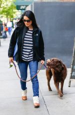 LUCY LIU Walks Her Dog Out in New York 04/30/2016