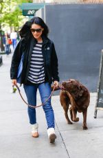 LUCY LIU Walks Her Dog Out in New York 04/30/2016
