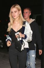NICOLA PELTZ and Justin Bieber at Mastros Steakhouse in Beverly Hills 05/25/2016