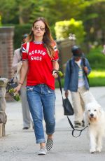 OLIVIA WILDE Walks Her Dog Out in New York 05/23/2016