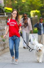 OLIVIA WILDE Walks Her Dog Out in New York 05/23/2016