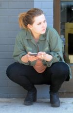 ABIGAIL BRESLIN Smoking Outside Look in West Hollywood 06/25/2016