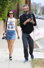 ALESSANDRA AMBROSIO in Denim Skirt Out in Los Angeles 06/02/2016