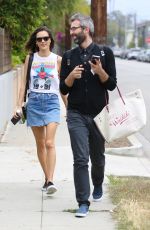 ALESSANDRA AMBROSIO in Denim Skirt Out in Los Angeles 06/02/2016