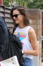 ALESSANDRA AMBROSIO in Denim Skirt Out in Los Angeles 06/02/2016