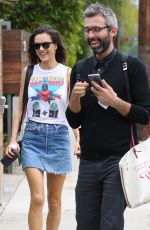 ALESSANDRA AMBROSIO in Denim Skirt Out in Los Angeles 06/02/2016