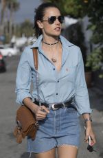 ALESSANDRA AMBROSIO in Jeans Skirt Out in Los Angeles 06/13/2016
