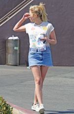 ASHLEY BENSON in Denim Skirt Out in West Hollywood 06/17/2016