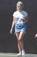 ASHLEY BENSON in Denim Skirt Out in West Hollywood 06/17/2016