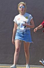 ASHLEY BENSON in Denim Skirt Out in West Hollywood 06/17/2016