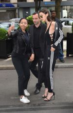 BELLA HADID Arrives at Geroge V Hotel in Paris 06/24/2016