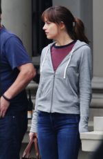 DAKOTA JOHNSON on the Set of "Fifty Shades Darker