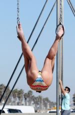 DANIELLE LLOYD in Bikini Exercising at Venice Beach 06/16/2016