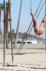 DANIELLE LLOYD in Bikini Exercising at Venice Beach 06/16/2016