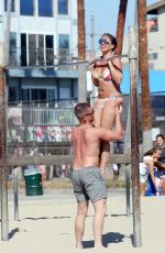 DANIELLE LLOYD in Bikini Exercising at Venice Beach 06/16/2016