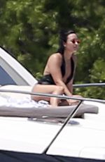 DEMI LOVATO in Swimsuit at a Boat in Miami 06/27/2016