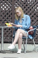 ELLE FANNING in Denim Short Out in Los Angeles 06/28/2016