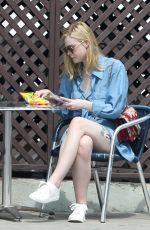 ELLE FANNING in Denim Short Out in Los Angeles 06/28/2016
