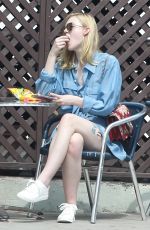 ELLE FANNING in Denim Short Out in Los Angeles 06/28/2016