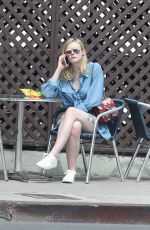 ELLE FANNING in Denim Short Out in Los Angeles 06/28/2016