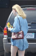 ELLE FANNING in Denim Short Out in Los Angeles 06/28/2016