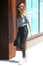 GIGI HADID in Leather Pants Out in New York 06/17/2016