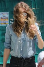 GIGI HADID in Leather Pants Out in New York 06/17/2016