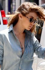 GIGI HADID in Leather Pants Out in New York 06/17/2016