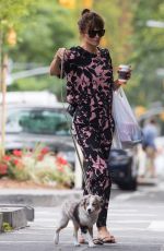 HELENA CHRISTENSEN Walks Her Dog Out in New York 06/13/2016