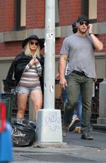 HILARY DUFF in Denim Shorts Out in New York 06/19/2016