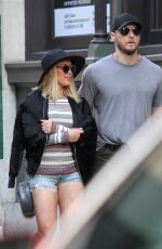 HILARY DUFF in Denim Shorts Out in New York 06/19/2016