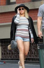 HILARY DUFF in Denim Shorts Out in New York 06/19/2016