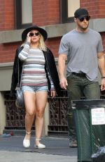 HILARY DUFF in Denim Shorts Out in New York 06/19/2016