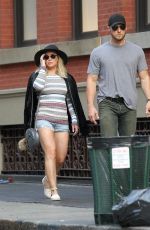 HILARY DUFF in Denim Shorts Out in New York 06/19/2016