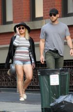 HILARY DUFF in Denim Shorts Out in New York 06/19/2016