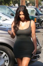 KIM KARDASHIAN in Tight Dress at a Studio in Van Nuys 06/21/2016
